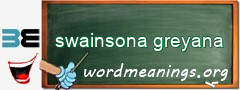 WordMeaning blackboard for swainsona greyana